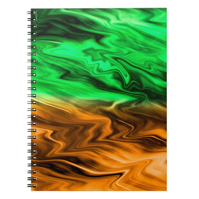Cuaderno Patrón de manchas borrosas abstractas en verde nar (Frente)