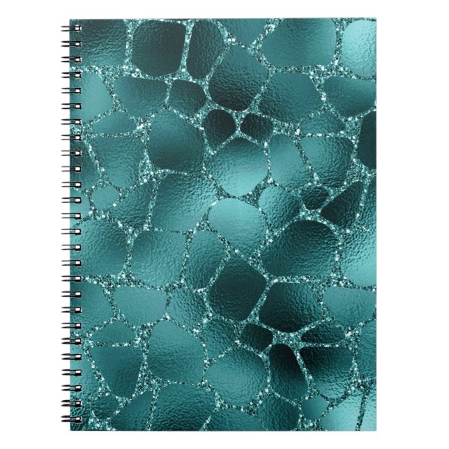Cuaderno Patrón de manchas de jirafa con brillo glamoroso e (Frente)