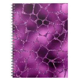 Cuaderno Patrón de manchas de jirafa con brillo glamour en 