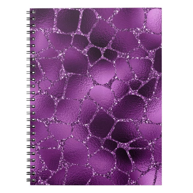 Cuaderno Patrón de manchas de jirafa con brillo glamour en  (Frente)