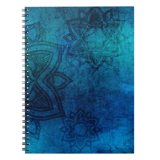 Cuaderno Patrón de Mandala azul claro con problemas (Frente)