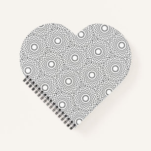 Cuaderno Patrón de Mandala Geométrico en Blanco y Negro Mod