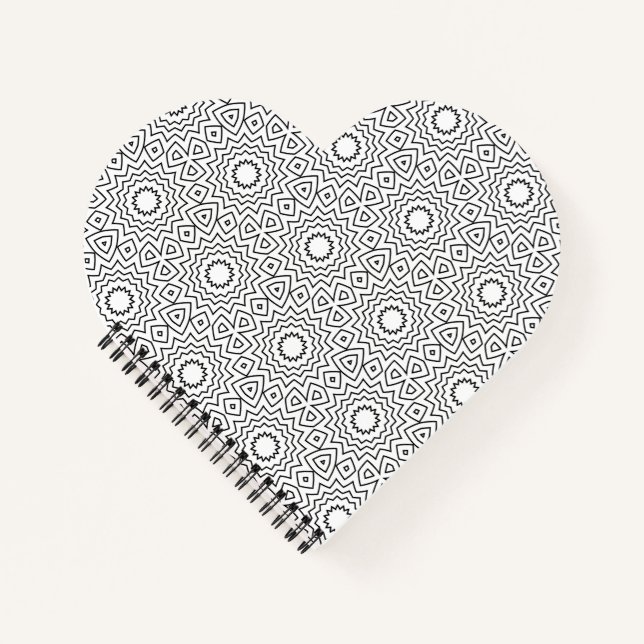 Cuaderno Patrón de Mandala Geométrico en Blanco y Negro Mod (Anverso)