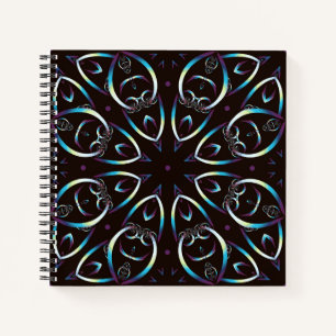 Cuaderno Patrón de Mandala Glow Glow de Oro Azul