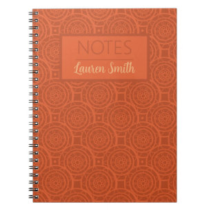 Cuaderno Patrón de Mandala Naranja Terroso Retro