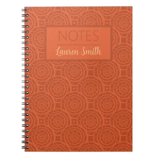 Cuaderno Patrón de Mandala Naranja Terroso Retro (Frente)
