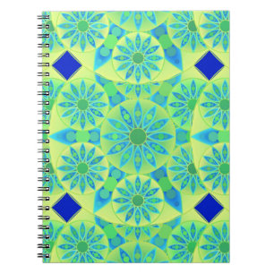 Cuaderno Patrón de Mandala, turquesa, azul, verde tilo