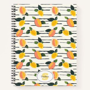 Cuaderno Patrón de mango de color de agua con hojas verdes
