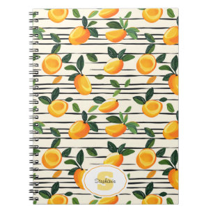 Cuaderno Patrón de mango de color de agua con hojas verdes
