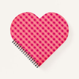 Cuaderno Patrón de mantel de cuadros en forma de corazón