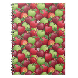 Cuaderno Patrón de Manzana con Acuarela Roja y Verde