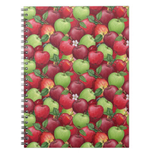 Cuaderno Patrón de Manzana con Acuarela Roja y Verde