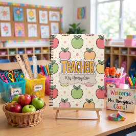 Cuaderno Patrón de manzana de escuela de maestro amarillo