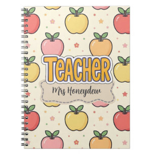 Cuaderno Patrón de manzana de escuela de maestro amarillo