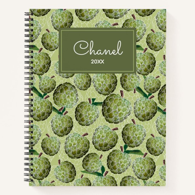 Cuaderno Patrón de manzanas azucareras de color verde (Anverso)