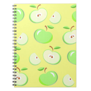 Cuaderno Patrón de manzanas vectorial verde
