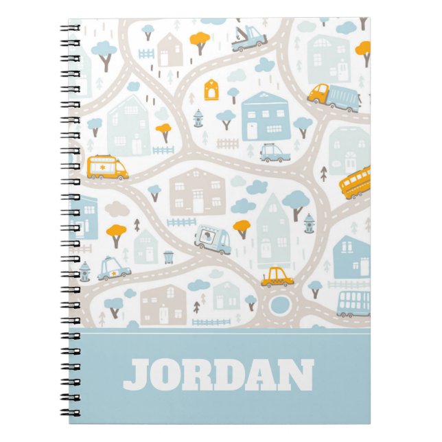 Cuaderno Patrón de mapa del barrio de Cute Pastel (Frente)