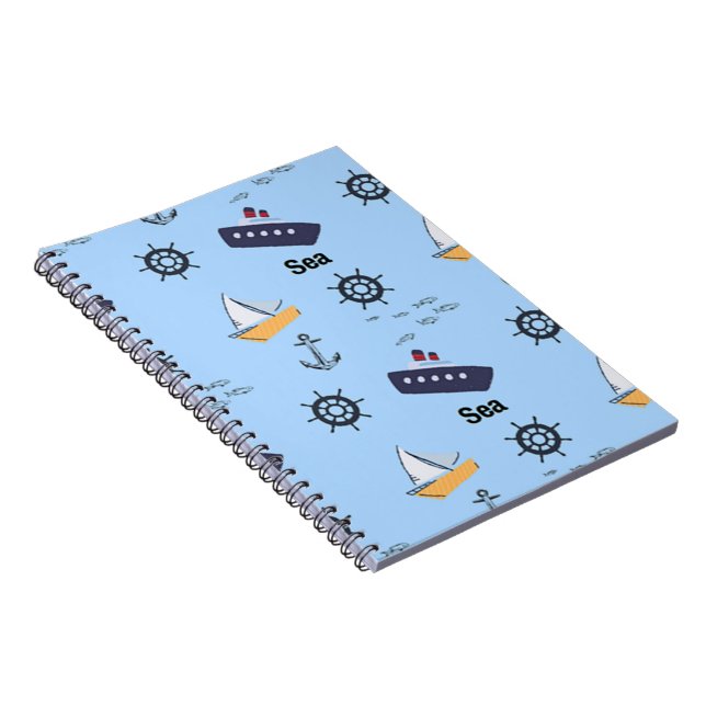 Cuaderno Patrón de mar en azul (Lado Derecho)