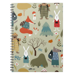 Cuaderno Patrón de marea vintage sin costura con animales