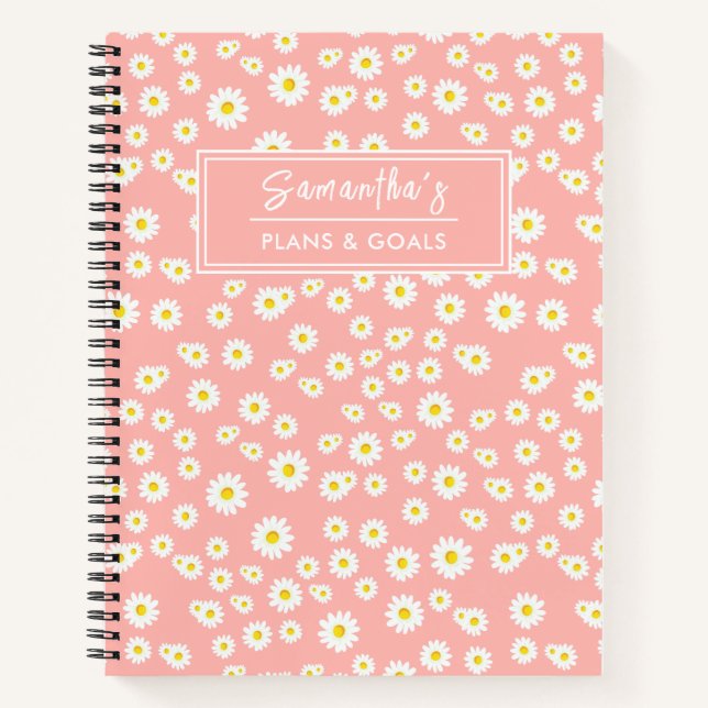Cuaderno Patrón de mareas de primavera del Boho rosa coral (Anverso)