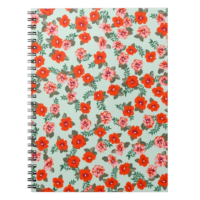 Cuaderno Patrón de mareo sin foco en pequeñas flores salvaj (Frente)