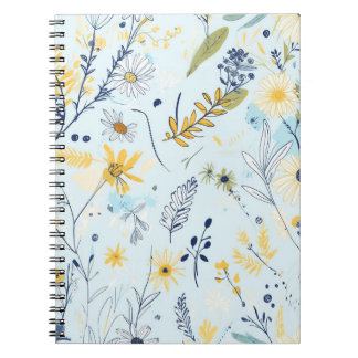 Cuaderno Patrón de margarita azul y amarillo