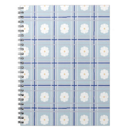 Cuaderno Patrón de margarita de cuadros azules