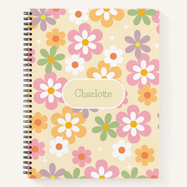 Cuaderno Patrón de margarita femenino lindo (Anverso)