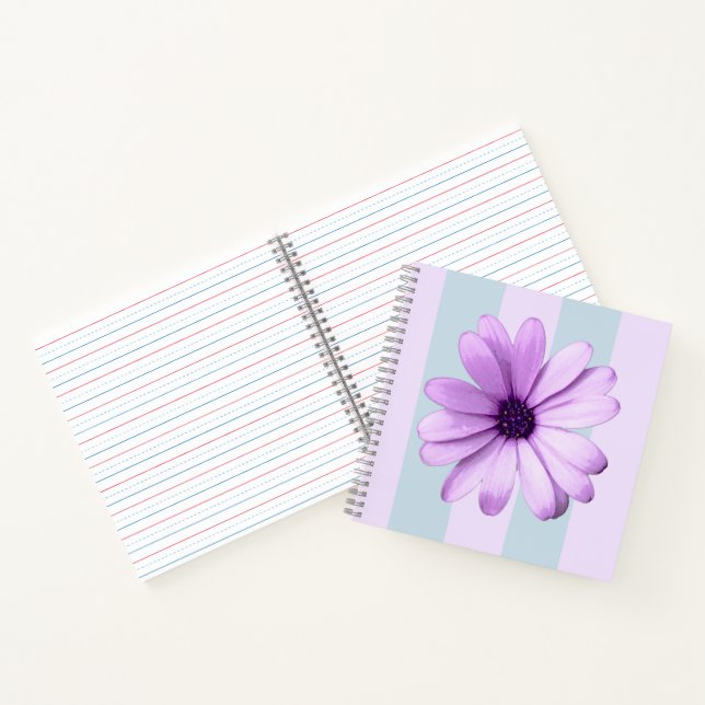 Cuaderno patrón de margarita rayada azul y morado (Interior)