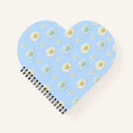 Cuaderno Patrón de margarita sobre fondo azul claro