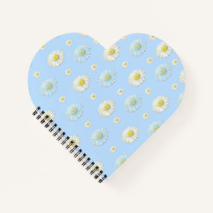 Cuaderno Patrón de margarita sobre fondo azul claro