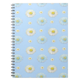 Cuaderno Patrón de margarita sobre fondo azul claro