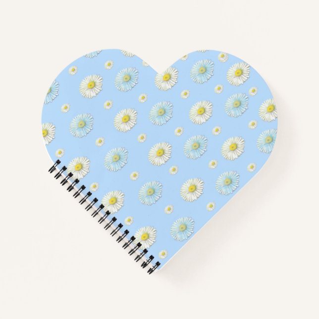 Cuaderno Patrón de margarita sobre fondo azul claro (Anverso)
