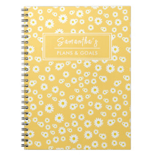 Cuaderno Patrón de margaritas boho amarillas de primavera