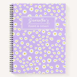 Cuaderno Patrón de margaritas de primavera del Boho morado