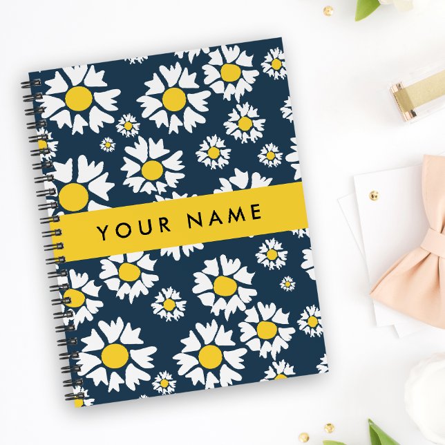 Cuaderno Patrón de margaritas, Margaritas blancas, Tu nombr (Subido por el creador)