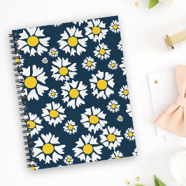 Cuaderno Patrón de margaritas, patrón floral, margaritas bl