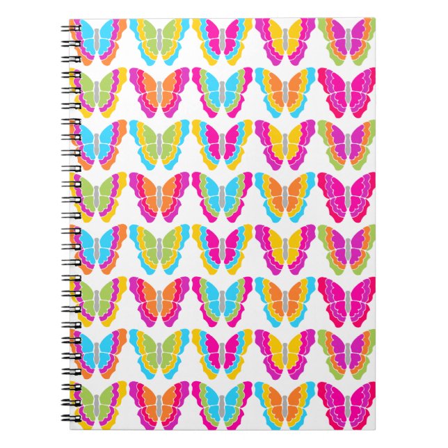 Cuaderno Patrón de mariposa arco iris crudo (Frente)