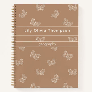 Cuaderno Patrón de mariposa boho Chicas de la escuela Nombr