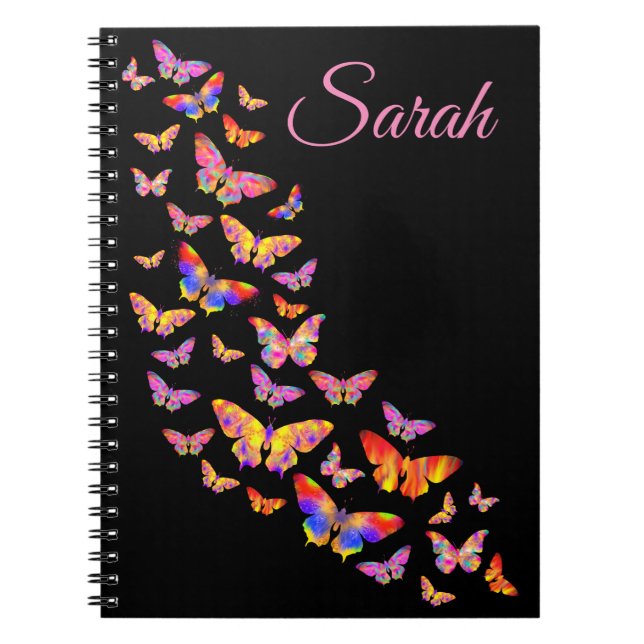 Cuaderno Patrón de mariposa colorida personalizado (Frente)