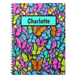 Cuaderno Patrón de mariposa colorida personalizado