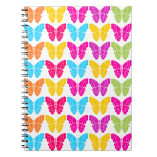 Cuaderno Patrón de mariposa de arco iris brillante