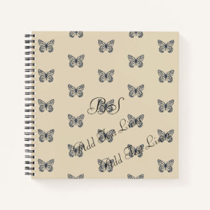 Cuaderno Patrón de mariposa de denim azul Añadir bloc de no