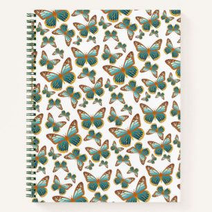 Cuaderno Patrón de mariposa de gradiente azul