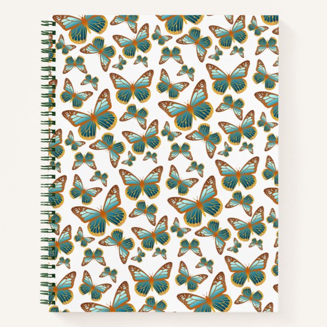 Cuaderno Patrón de mariposa de gradiente azul (Anverso)