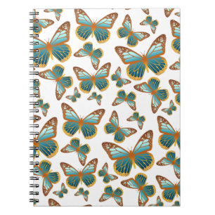 Cuaderno Patrón de mariposa de gradiente azul
