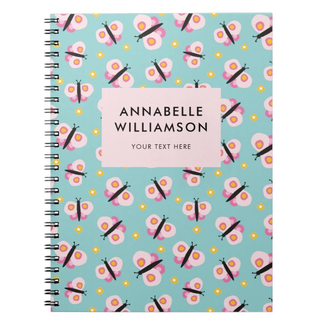 Cuaderno Patrón de mariposa de niños pequeños (Frente)