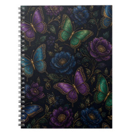 Cuaderno Patrón de mariposa elegante oscuro