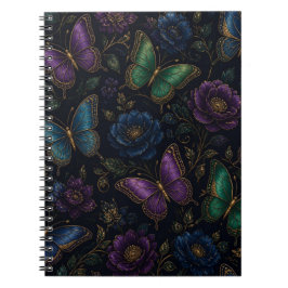 Cuaderno Patrón de mariposa elegante oscuro