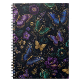 Cuaderno Patrón de mariposa elegante oscuro